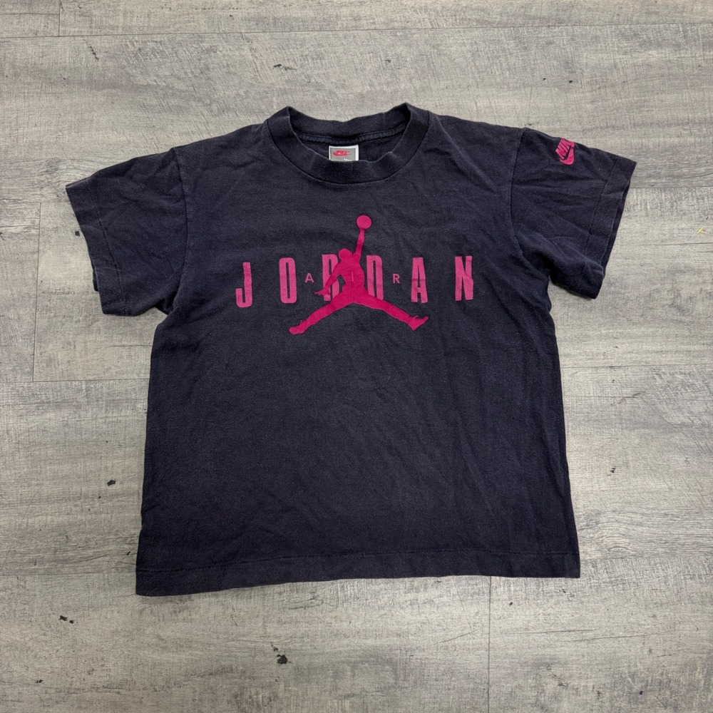 Vintage‎ Nike Jordan T-Shirt Kids Boys S Black Pink Jumpman Graphic Made in USA
